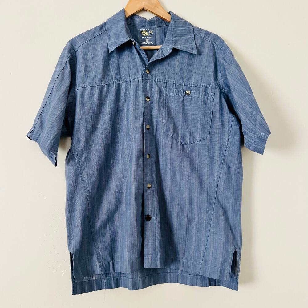 Mountain Hardwear Short Sleeve Men's Printed Button-Up Shirt Top Blue Medium